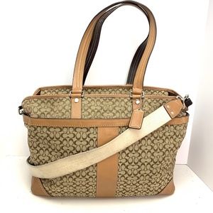 COACH F77156 Large Signature Leather Weekend/Baby Bag Tan… FREE SHIPPING!